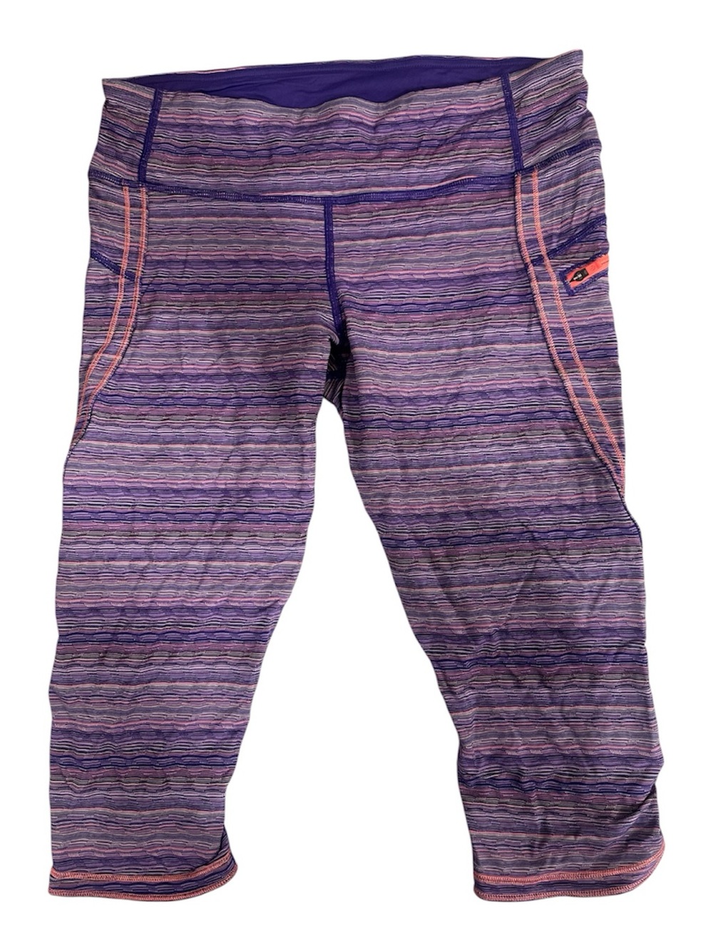 lululemon athletica Purple Striped Capri Leggings with Pink Accents